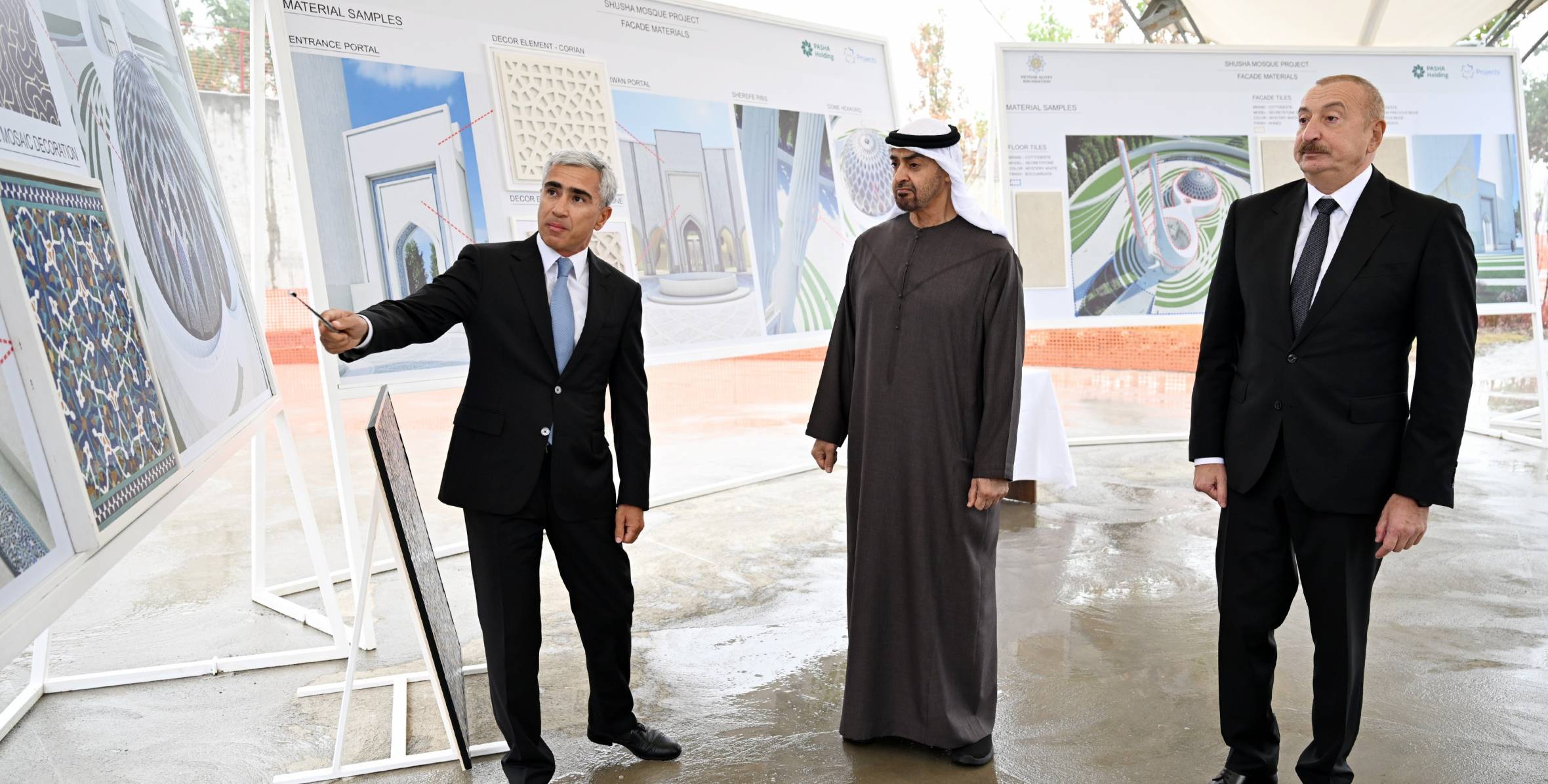 Prezident İlham Əliyev və Prezident Şeyx Məhəmməd bin Zayed Al Nəhyan Yeni Şuşa məscidində tikinti işlərinin gedişi ilə tanış olublar